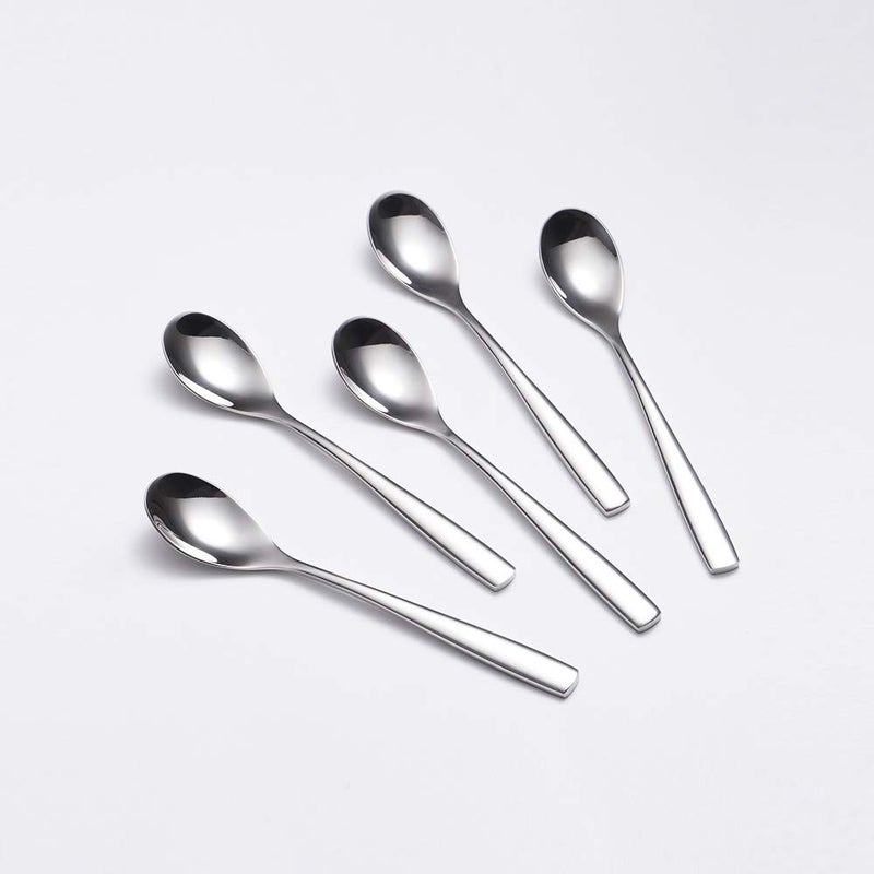 Wenkoni 6.1"Small Dessert Spoons, Yogurt,Coffee,Espresso,Ice Cream Spoons SUS 304 Stainless Steel spoons for Coffee,ice cream,dessert,yogurt,pudding,5 pcs Set. - Image 1